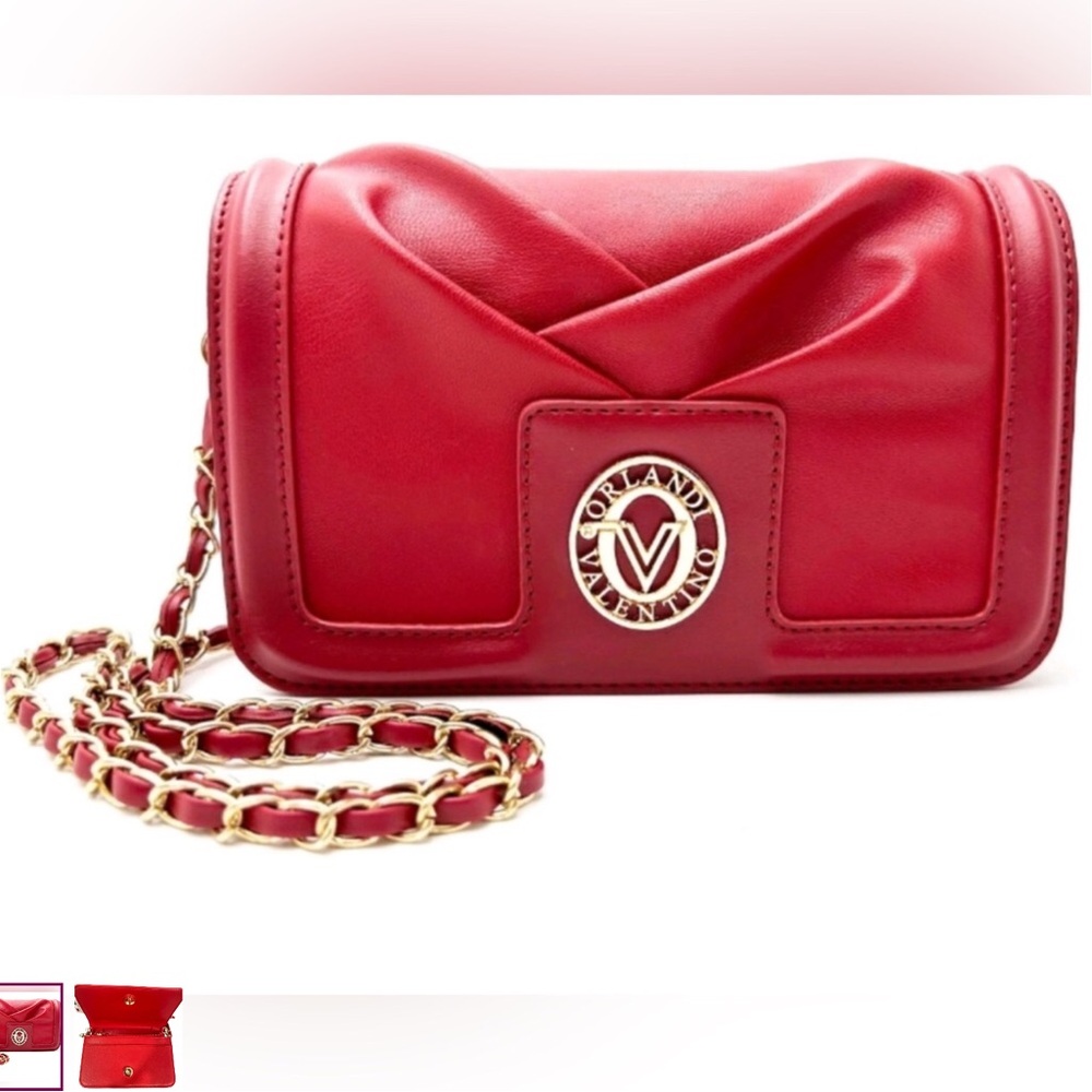 Valentino Orlandi Scarlet Crossbody with Gold Chain